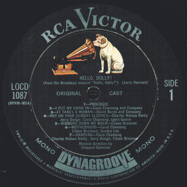 Jerry Herman / Starring Carol Channing Also Starring David Burns (6) With Eileen Brennan, Sondra Lee And Charles Nelson Reilly Presented By David Merrick (2) : Hello, Dolly! (The Original Broadway Cast Recording) (LP, Album, Mono, RP, Ind)