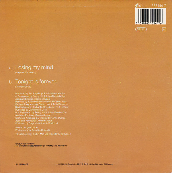 Liza Minnelli : Losing My Mind (7", Single)