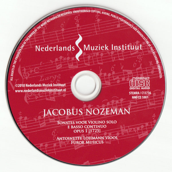 Jacobus Nozeman, Antoinette Lohmann & Furor Musicus : Sonates Voor Violino Solo E Basso Continuo Opus 1 (CD, Album)