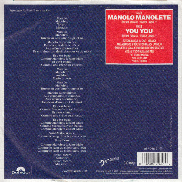 Vanessa Paradis : Manolo Manolete (7", Single)