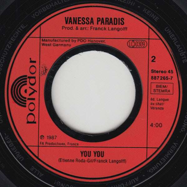 Vanessa Paradis : Manolo Manolete (7", Single)