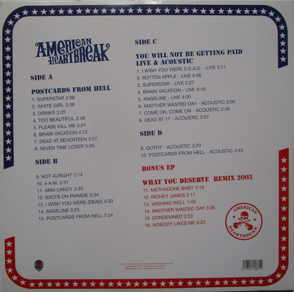 American Heartbreak : Postcards From Hell / You Will Not Be Getting Paid! (2xLP, Album, Comp, Ltd)