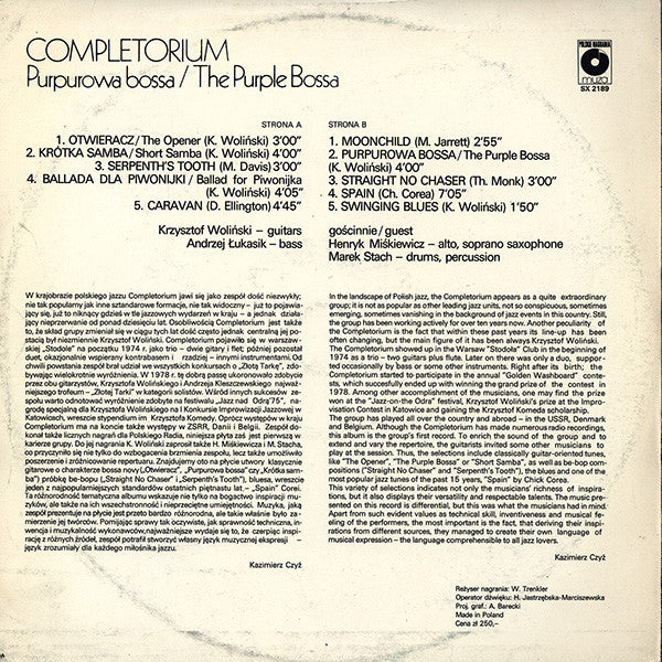 Completorium : Purpurowa Bossa / The Purple Bossa (LP)