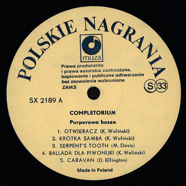Completorium : Purpurowa Bossa / The Purple Bossa (LP)