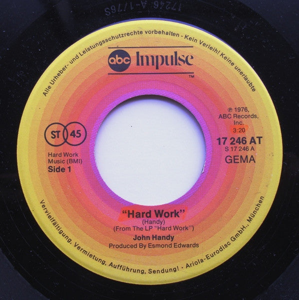 John Handy : Hard Work (7", Single)