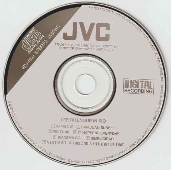 Lee Ritenour : Lee Ritenour In Rio (CD, Album, RE)