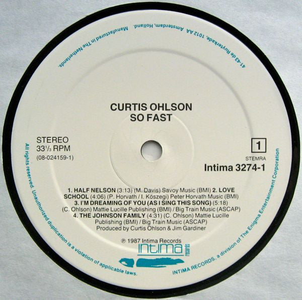 Curtis Ohlson : So Fast (LP, Album)