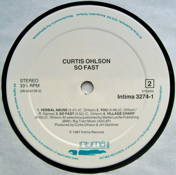 Curtis Ohlson : So Fast (LP, Album)