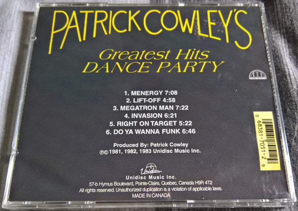 Patrick Cowley : Patrick Cowley's Greatest Hits Dance Party (CD, Comp, Mixed)