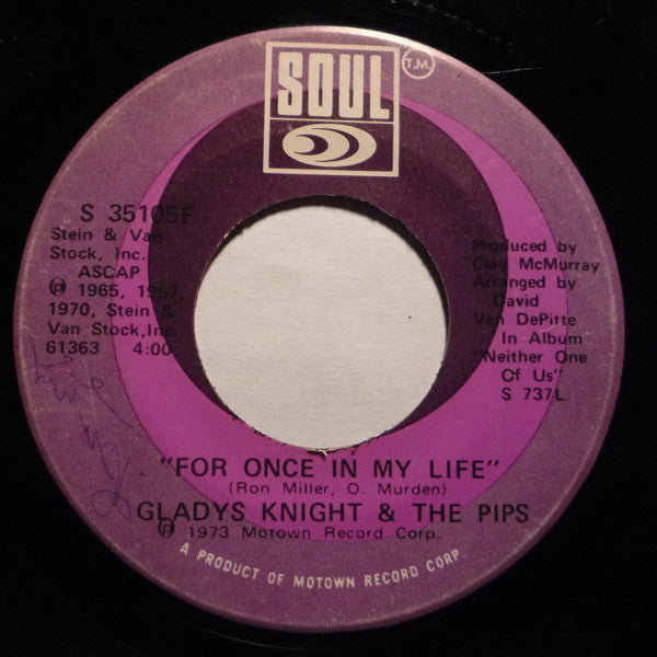 Gladys Knight And The Pips : Daddy Could Swear, I Declare / For Once In My Life (7", Single)