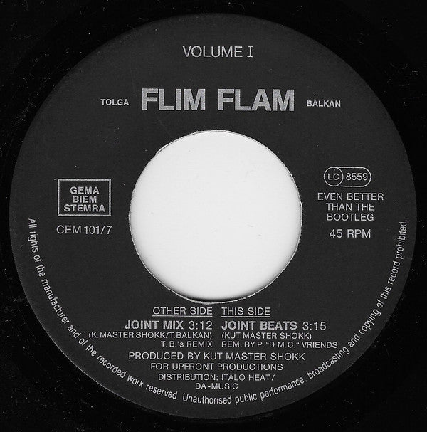 Tolga "Flim Flam" Balkan : Volume I (7", Single, Bla)