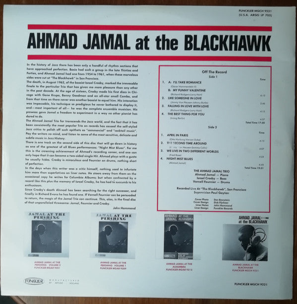 Ahmad Jamal : Ahmad Jamal At The Blackhawk (LP, Ope)