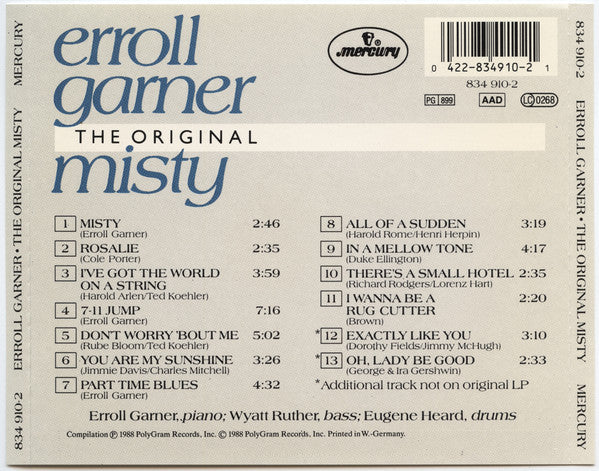 Erroll Garner : The Original Misty (CD, Album, RE, RM)