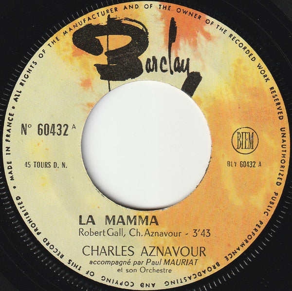 Charles Aznavour : La Mamma (7", Single)