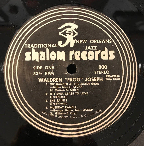 Waldren "Frog" Joseph : Traditional New Orleans Jazz (LP, Album)