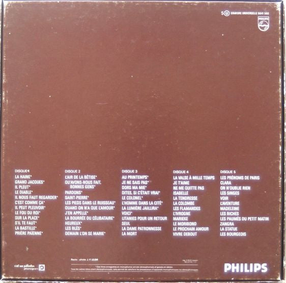 Jacques Brel : Intégrale Des Chansons De 1954 à 1962 (5xLP + Box, Comp, RE)