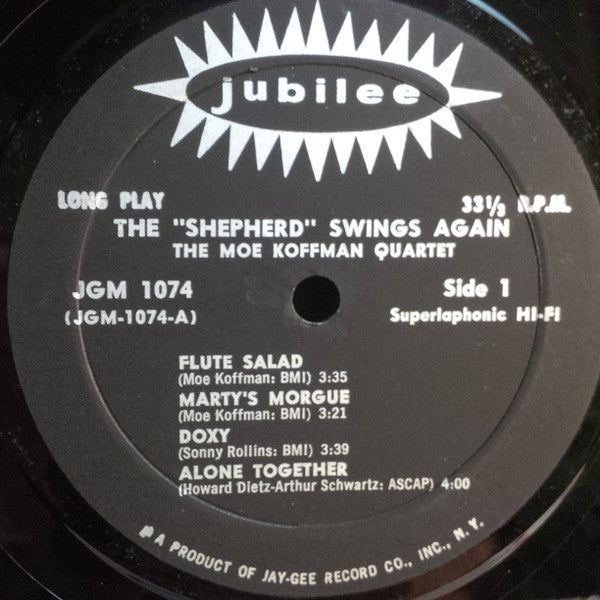 Moe Koffman Quartet* : The "Shepherd" Swings Again (LP, Album, Mono, RE)