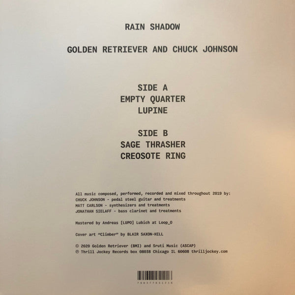 Golden Retriever (2) and Chuck Johnson : Rain Shadow (LP, Album, Ltd, Cle)