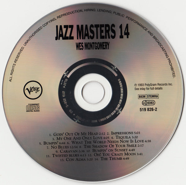 Wes Montgomery : Verve Jazz Masters 14 (CD, Comp, RE)