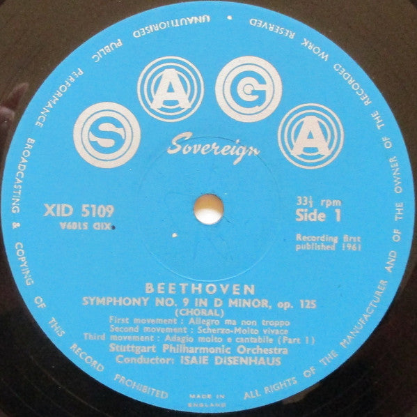 Ludwig van Beethoven — Franzi Wachmann, Margarethe Bence, Fritz Wunderlich, Otto von Rohr - Stuttgart Philharmonic Chorus And Stuttgarter Philharmoniker Conducted By Isaie Disenhaus : Ninth Symphony (LP, Album, Mono)