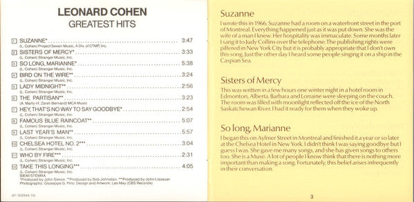 Leonard Cohen : Greatest Hits (CD, Comp, RE)