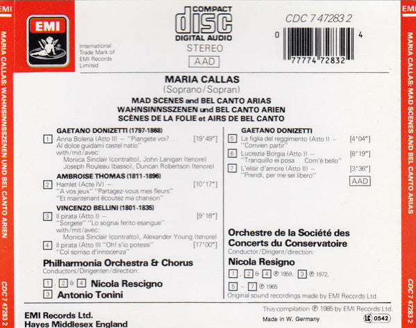 Maria Callas : Mad Scenes & Bel Canto Arias (CD, Comp, RE)