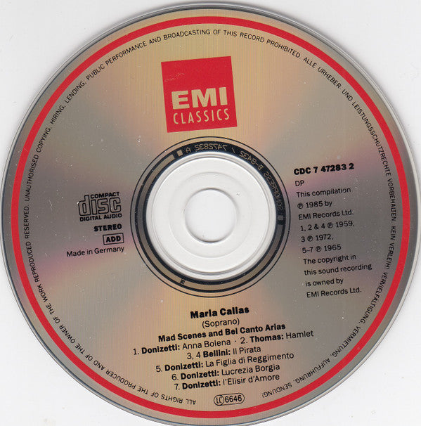 Maria Callas : Mad Scenes & Bel Canto Arias (CD, Comp, RE)