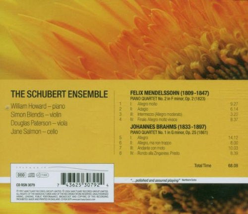Felix Mendelssohn-Bartholdy, Johannes Brahms, The Schubert Ensemble Of London : Piano Quartet No 1. In G Minor, Op. 25 / Piano Quartet No.2 In F Minor, Op. 2  (CD, Album)