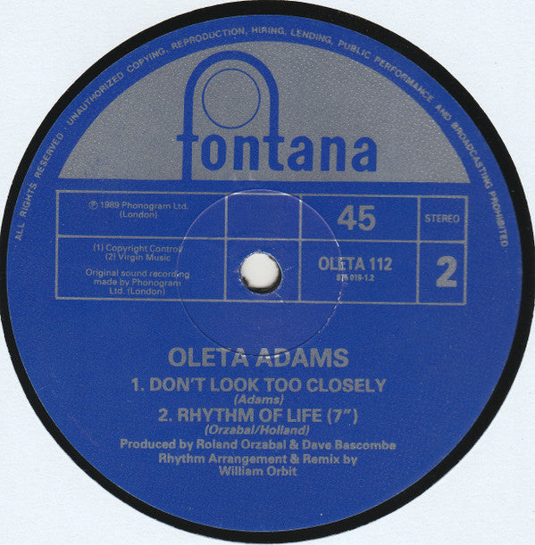 Oleta Adams : Rhythm Of Life (12")