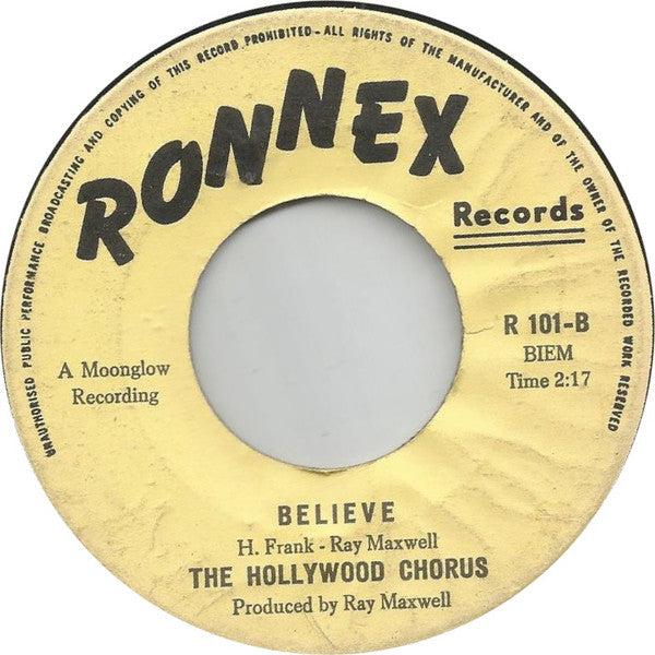 The Hollywood Chorus : That's All I Want Tonight (7", Single)
