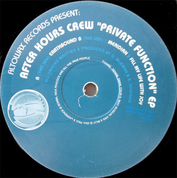 After Hours Crew : Private Functions EP (12", EP)
