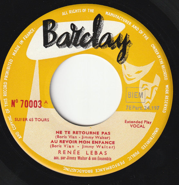 Renée Lebas Accompagnée Par Jimmy Walter Et Son Orchestre : 2 - Ne Te Retourne Pas (7", EP)