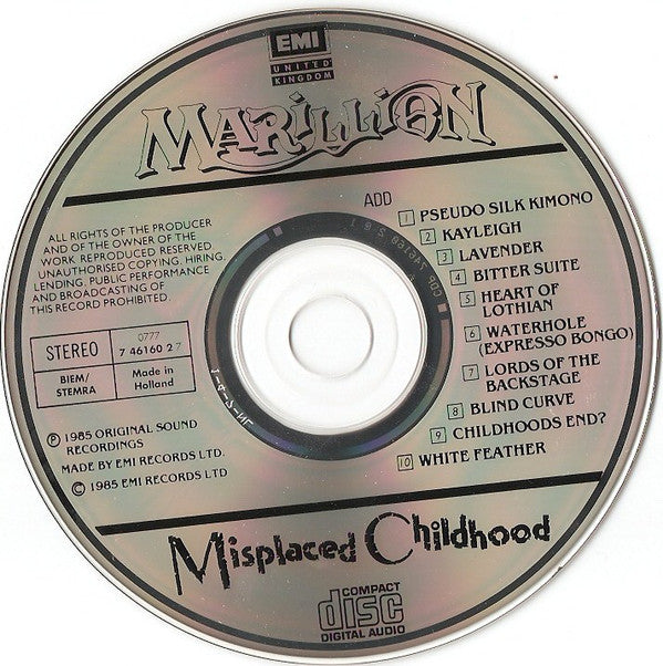 Marillion : Misplaced Childhood (CD, Album, RP)