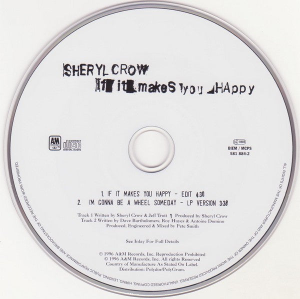Sheryl Crow : If It Makes You Happy (CD, Single, Car)