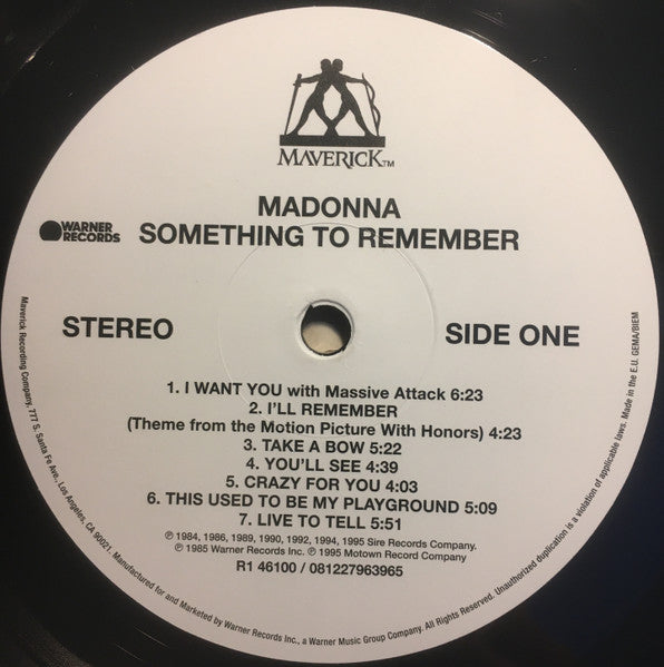Madonna : Something To Remember (LP, Album, Comp, RE, 180)
