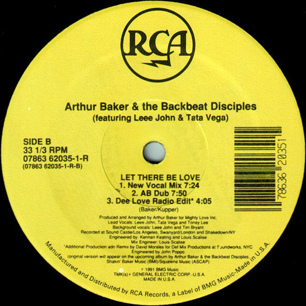 Arthur Baker And The Backbeat Disciples Featuring Leee John & Tata Vega : Let There Be Love (12")