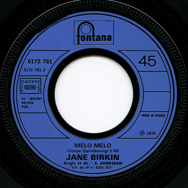 Jane Birkin : Ex Fan Des Sixties / Melo Melo (7", Single)