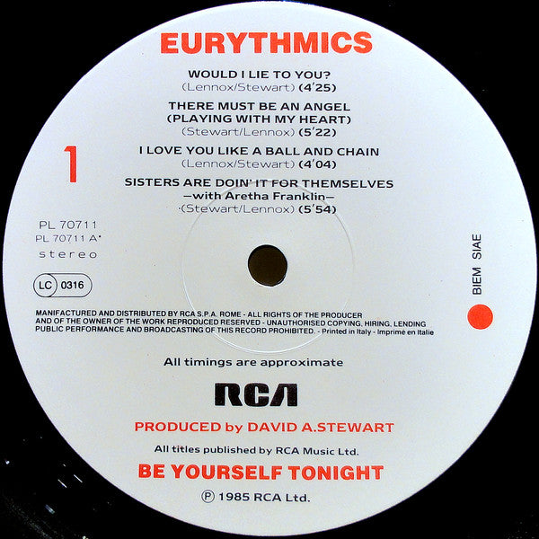 Eurythmics : Be Yourself Tonight (LP, Album)