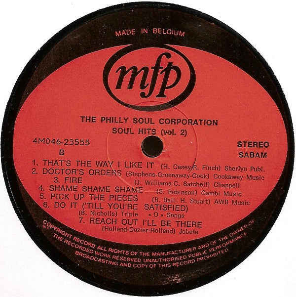 The Philly Soul Corporation : Soul Music = Soul Hits (Vol. 2) (LP)