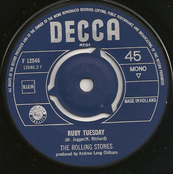 The Rolling Stones : Let's Spend The Night Together / Ruby Tuesday (7", Single, Mono)