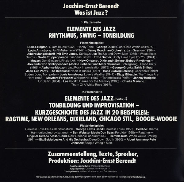 Joachim Ernst Berendt : Was Ist Jazz? (2xLP, Comp)