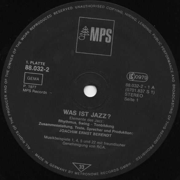 Joachim Ernst Berendt : Was Ist Jazz? (2xLP, Comp)