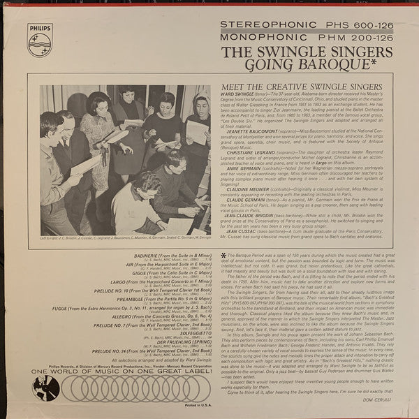 Les Swingle Singers : Going Baroque (LP, Mono)