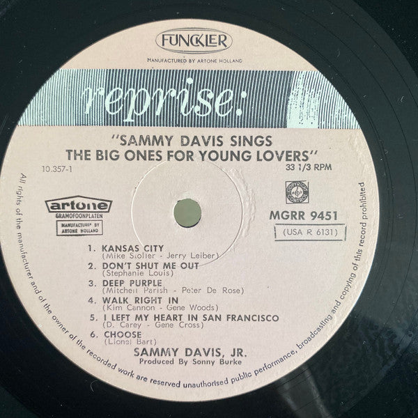 Sammy Davis Jr. : Sings The Big Ones For Young Lovers (LP, Album, Mono)