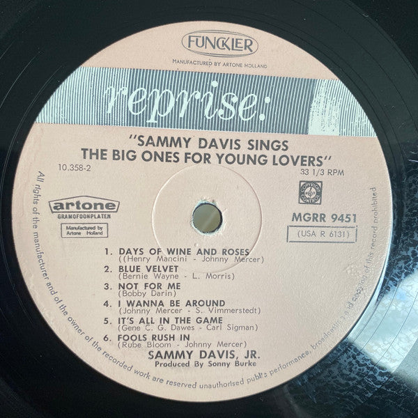 Sammy Davis Jr. : Sings The Big Ones For Young Lovers (LP, Album, Mono)