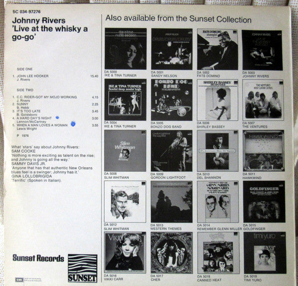 Johnny Rivers : Live At The Whiskey A Go Go (LP, Album, RE)