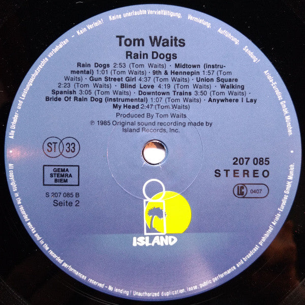 Tom Waits : Rain Dogs (LP, Album)