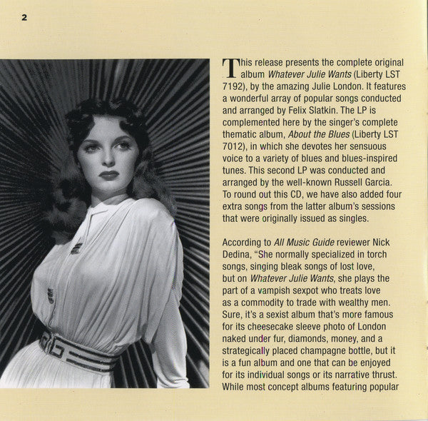 Julie London : Whatever Julie Wants (CD, Album)