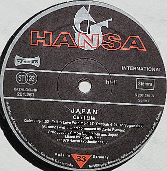 Japan : Quiet Life (LP, Album, Gat)