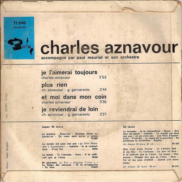 Charles Aznavour : Je L'Aimerai Toujours (7", EP)